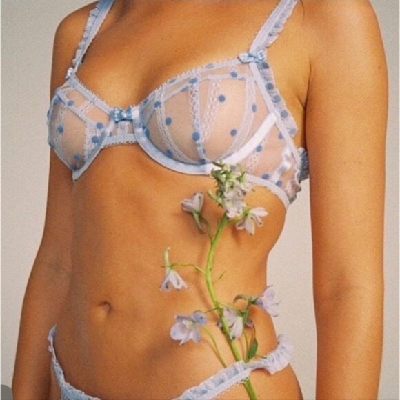 For Love & Lemons Periwinkle Harper Ruffle Bra Size Medium - Picture 2 of 8